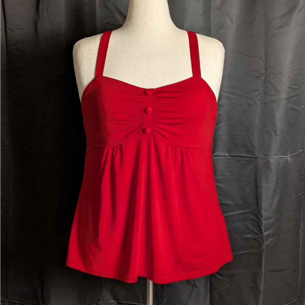 Red Flowy Tank Top Y2K Going Out Top